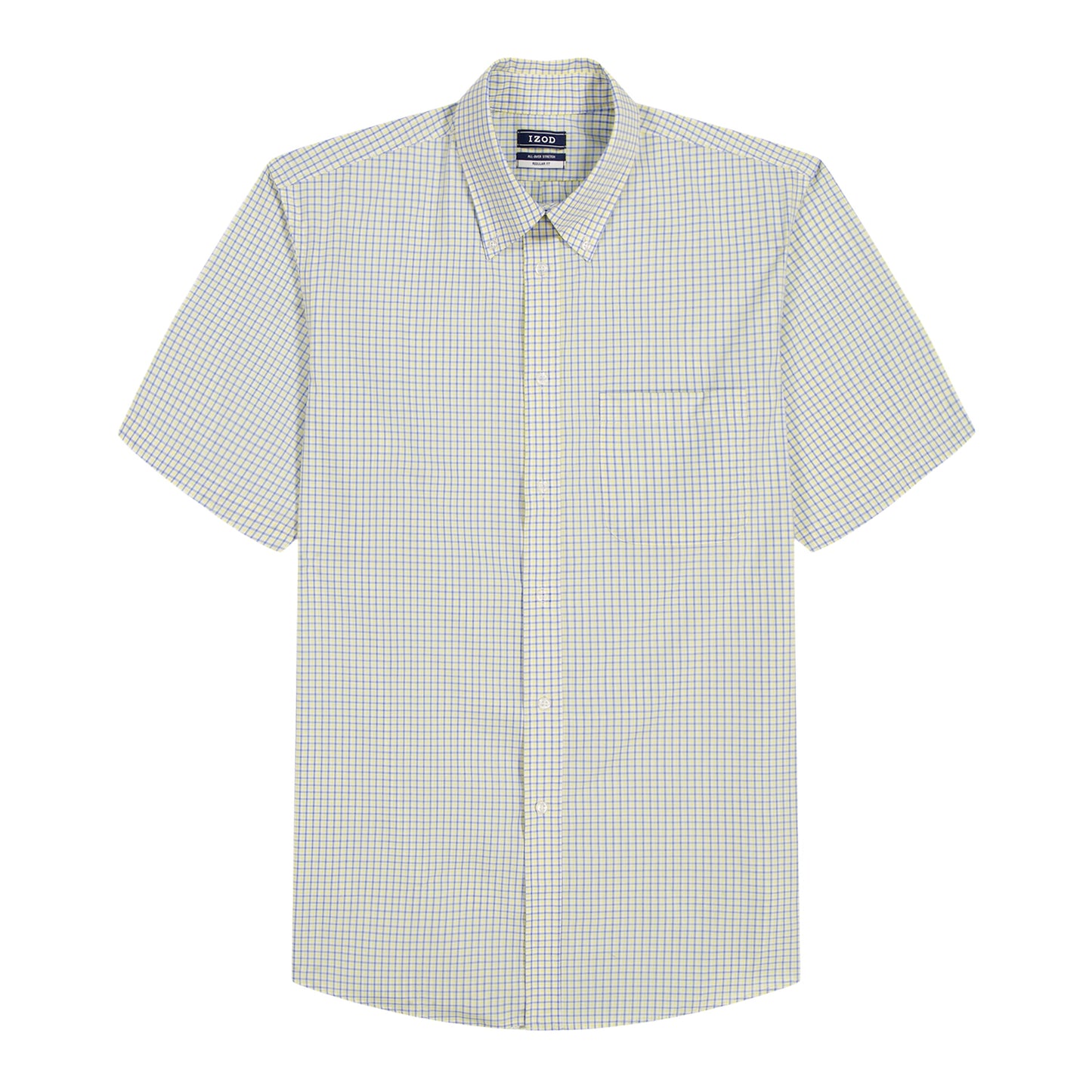 Izod ALL-OVER STRETCH S/S PLAID BUTTON-DOWN DRESS SHIRT - SUNDRESS