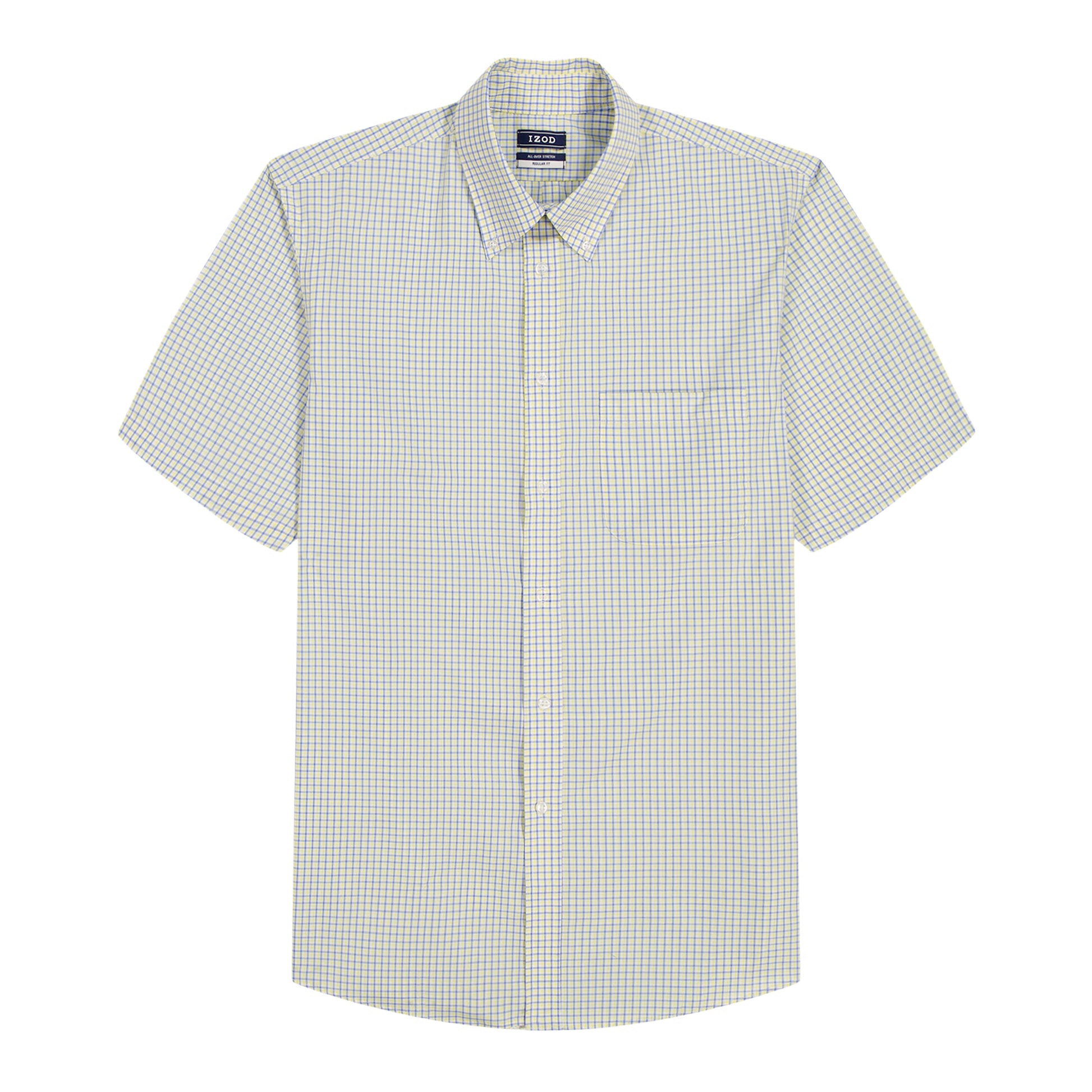 Izod ALL-OVER STRETCH S/S PLAID BUTTON-DOWN DRESS SHIRT - SUNDRESS