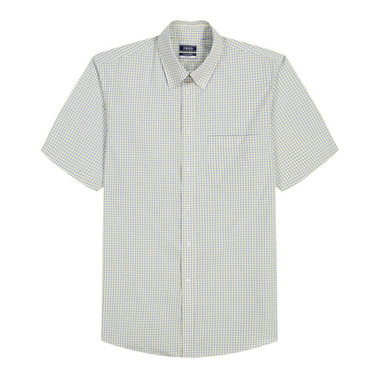 Izod ALL-OVER STRETCH S/S PLAID BUTTON-DOWN DRESS SHIRT - SUNDRESS