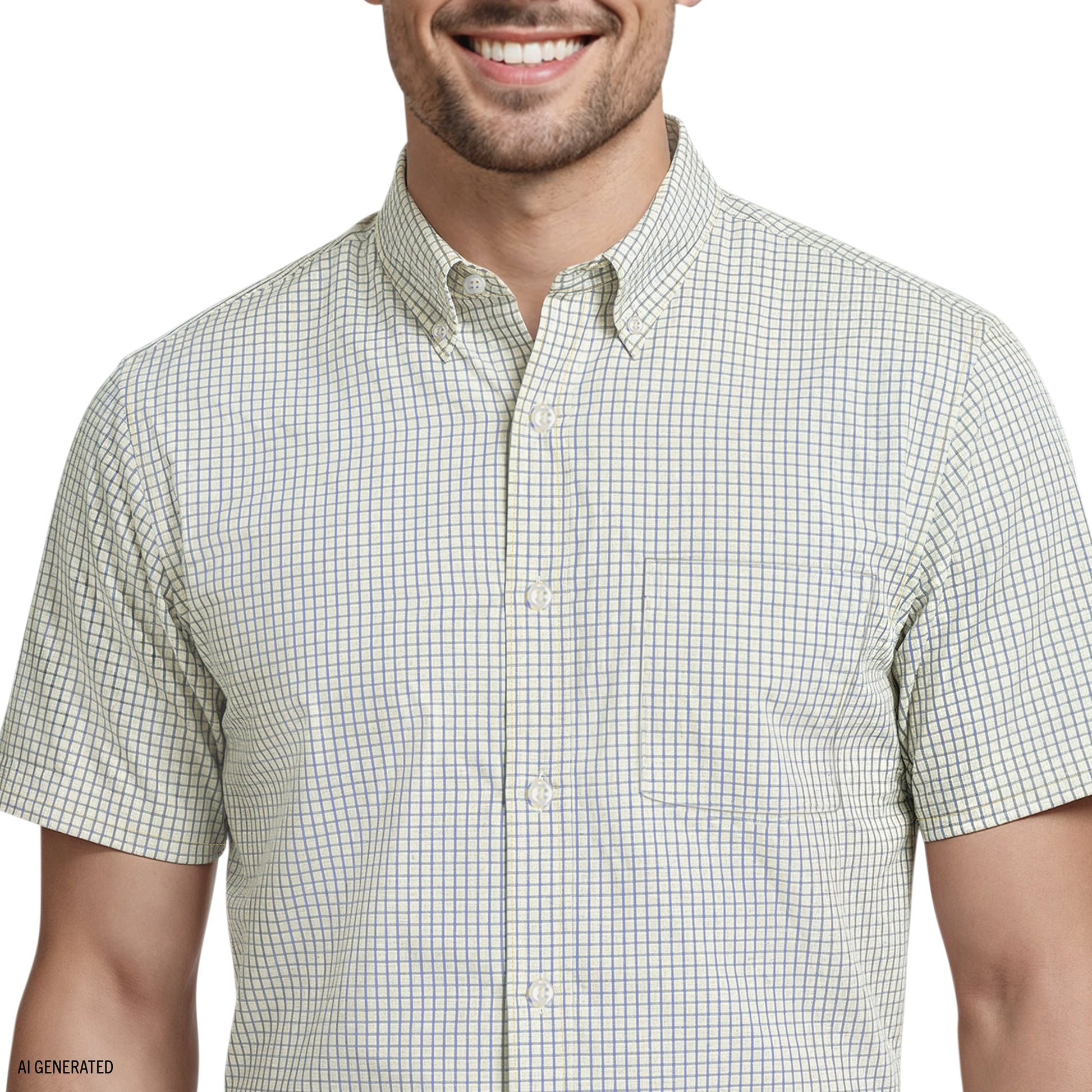 Izod ALL-OVER STRETCH S/S PLAID BUTTON-DOWN DRESS SHIRT - SUNDRESS