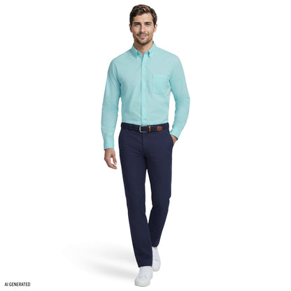 Izod ALL-OVER STRETCH L/S BUTTON-DOWN DRESS SHIRT - LIMPET SHELL