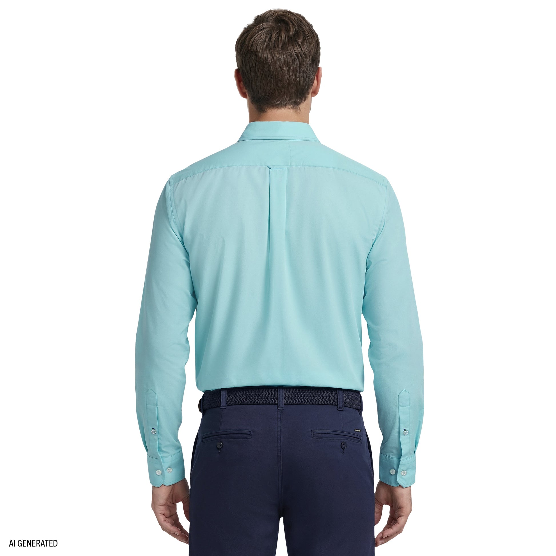 Izod ALL-OVER STRETCH L/S BUTTON-DOWN DRESS SHIRT - LIMPET SHELL