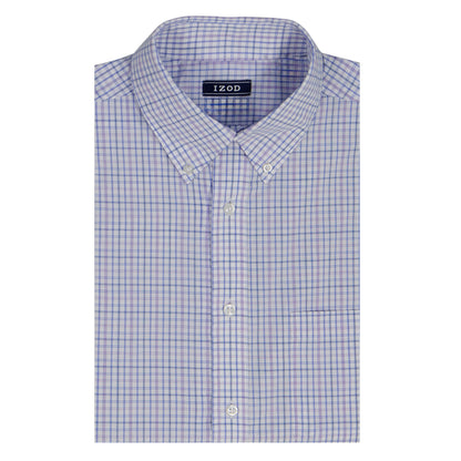 Izod ALL-OVER STRETCH L/S PLAID BUTTON-DOWN DRESS SHIRT - DAHLIA PURPLE