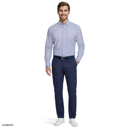 Izod ALL-OVER STRETCH L/S PLAID BUTTON-DOWN DRESS SHIRT - DAHLIA PURPLE