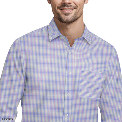 Izod ALL-OVER STRETCH L/S PLAID BUTTON-DOWN DRESS SHIRT - DAHLIA PURPLE