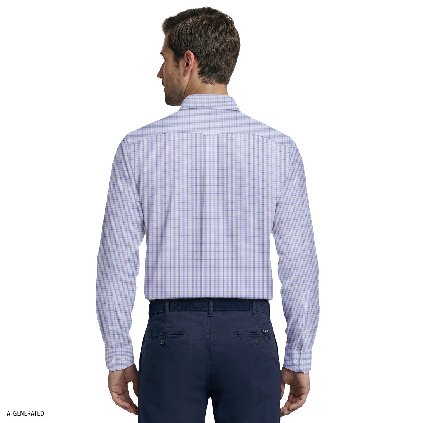 Izod ALL-OVER STRETCH L/S PLAID BUTTON-DOWN DRESS SHIRT - DAHLIA PURPLE