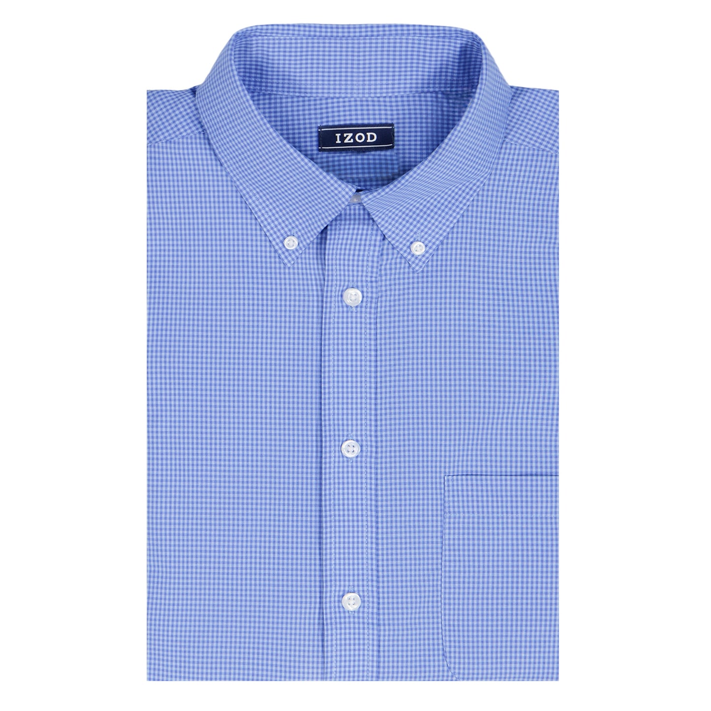 Izod ALL-OVER STRETCH L/S PLAID BUTTON-DOWN DRESS SHIRT - BLUE BELL