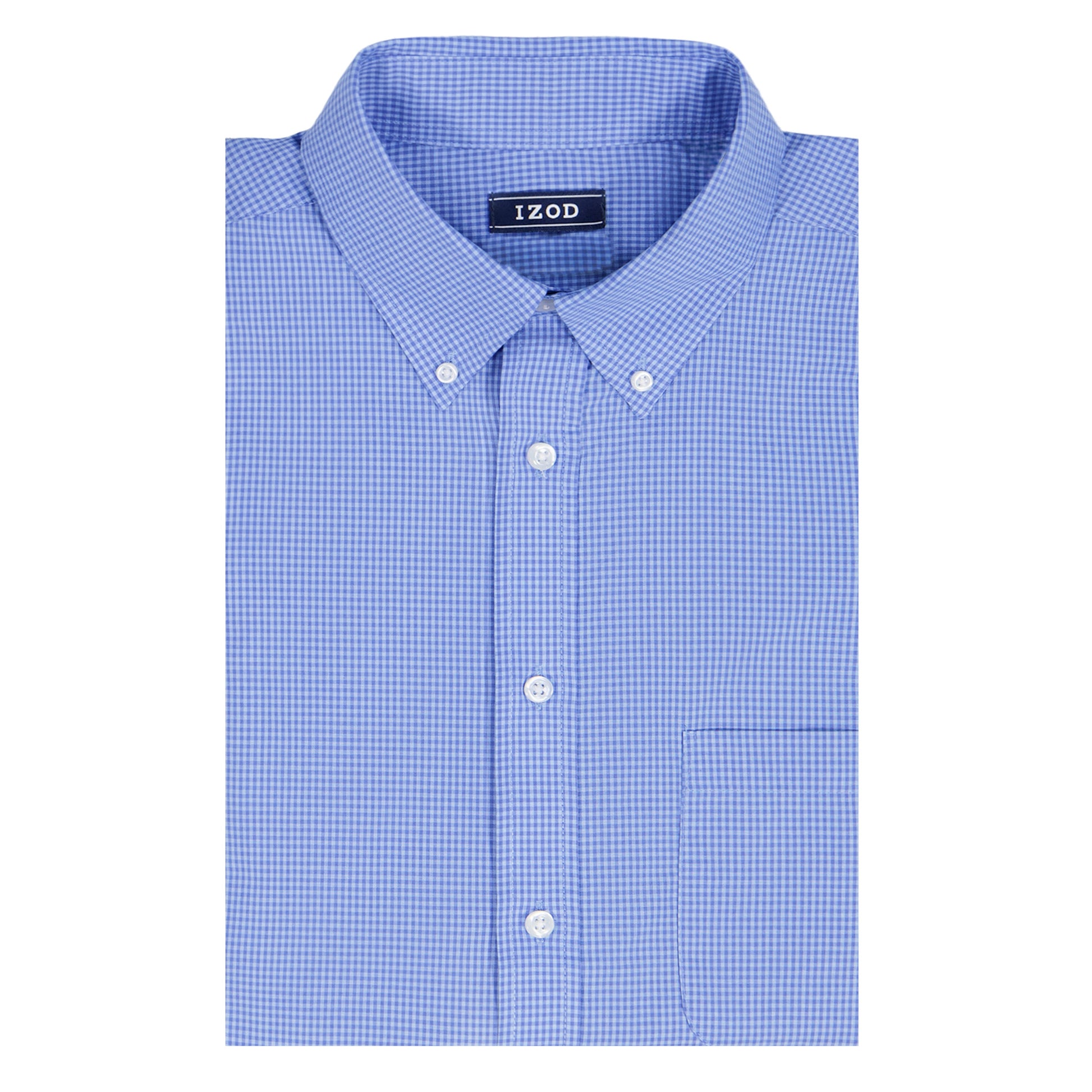 Izod ALL-OVER STRETCH L/S PLAID BUTTON-DOWN DRESS SHIRT - BLUE BELL