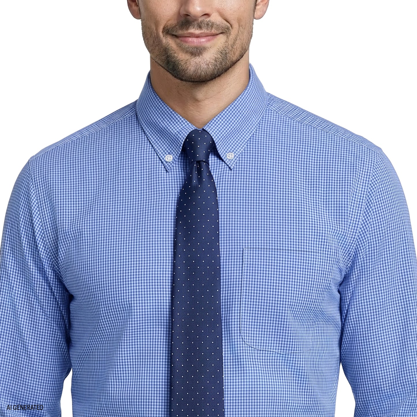 Izod ALL-OVER STRETCH L/S PLAID BUTTON-DOWN DRESS SHIRT - BLUE BELL