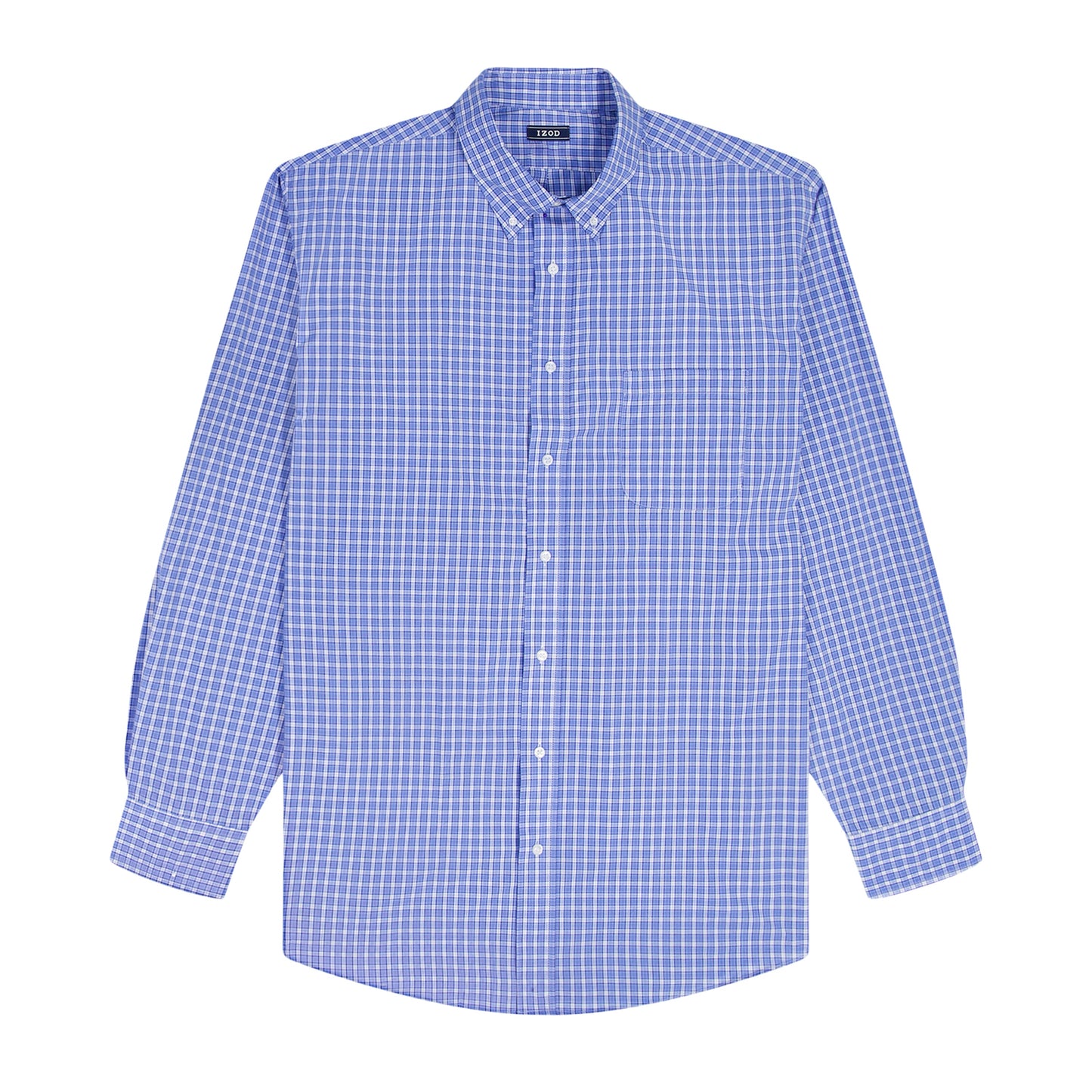 Izod ALL-OVER STRETCH L/S PLAID BUTTON-DOWN DRESS SHIRT - ULTRAMARINE