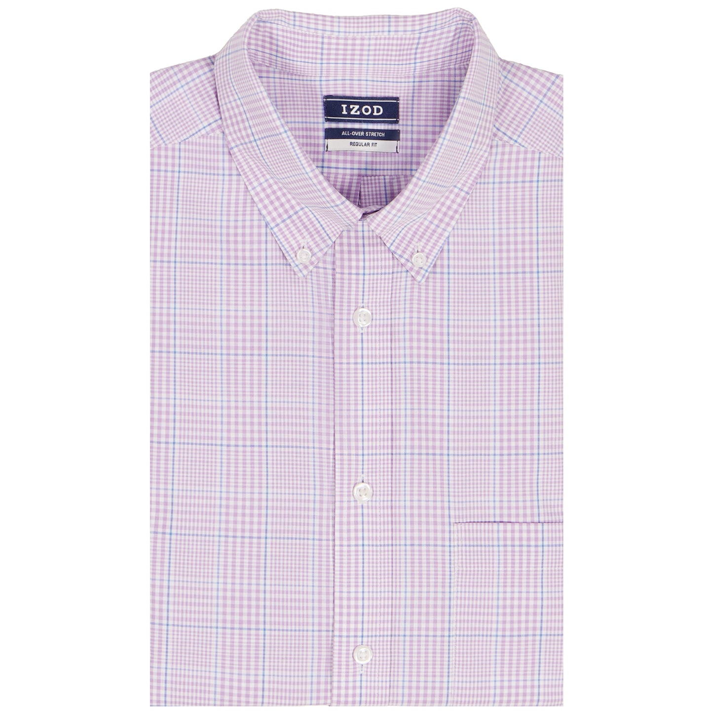 Izod ALL-OVER STRETCH L/S PLAID BUTTON-DOWN DRESS SHIRT - SHEER LILAC
