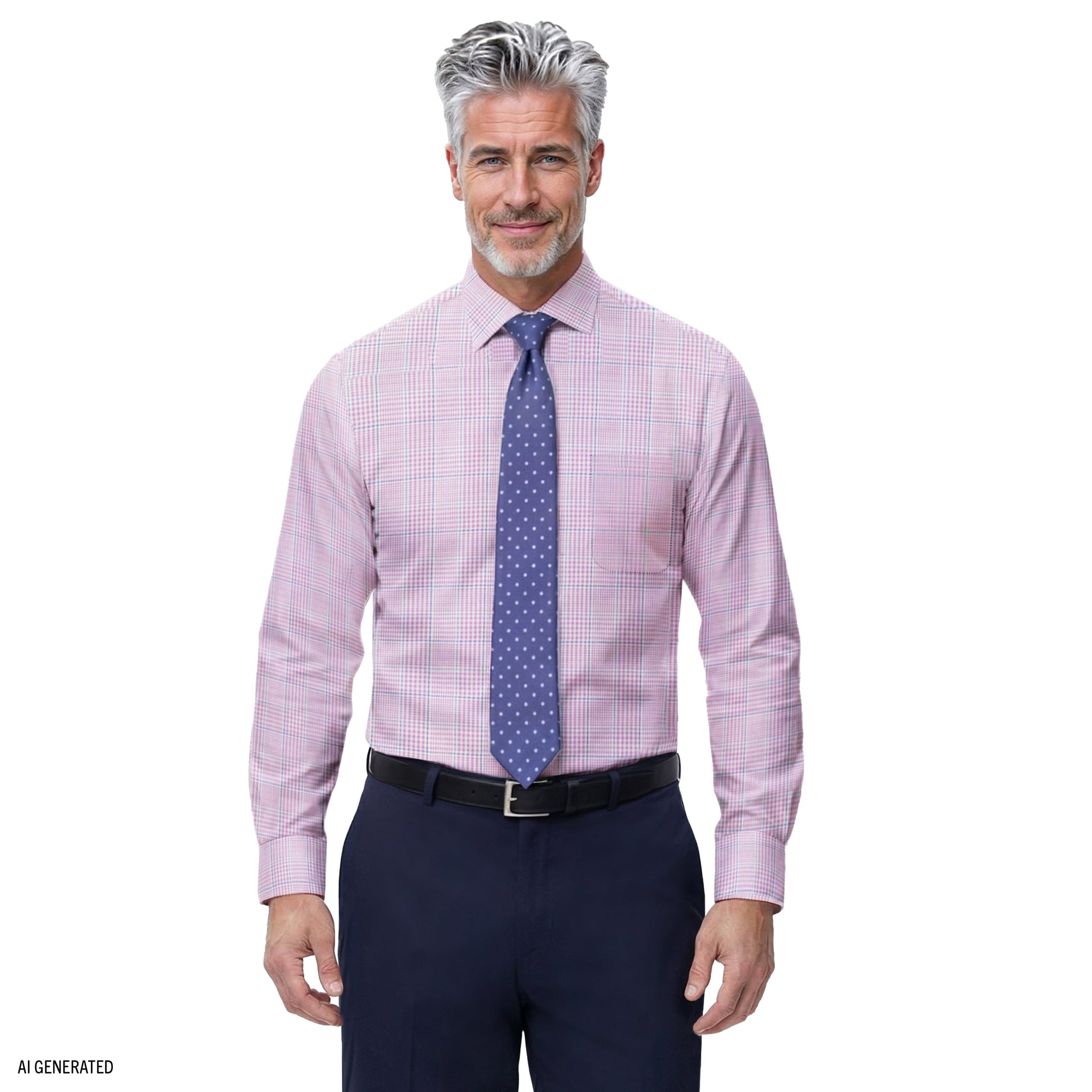 Izod ALL-OVER STRETCH L/S PLAID BUTTON-DOWN DRESS SHIRT - SHEER LILAC