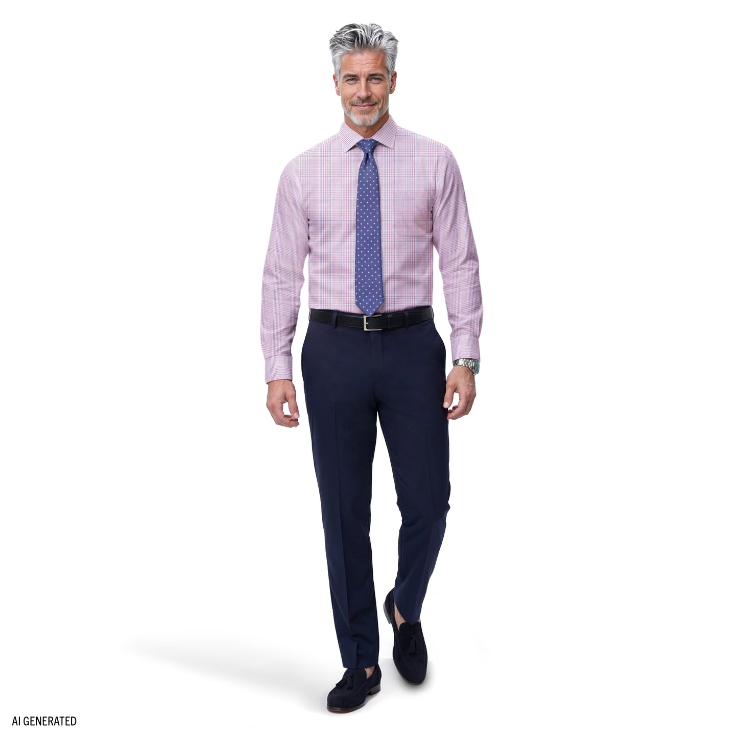 Izod ALL-OVER STRETCH L/S PLAID BUTTON-DOWN DRESS SHIRT - SHEER LILAC