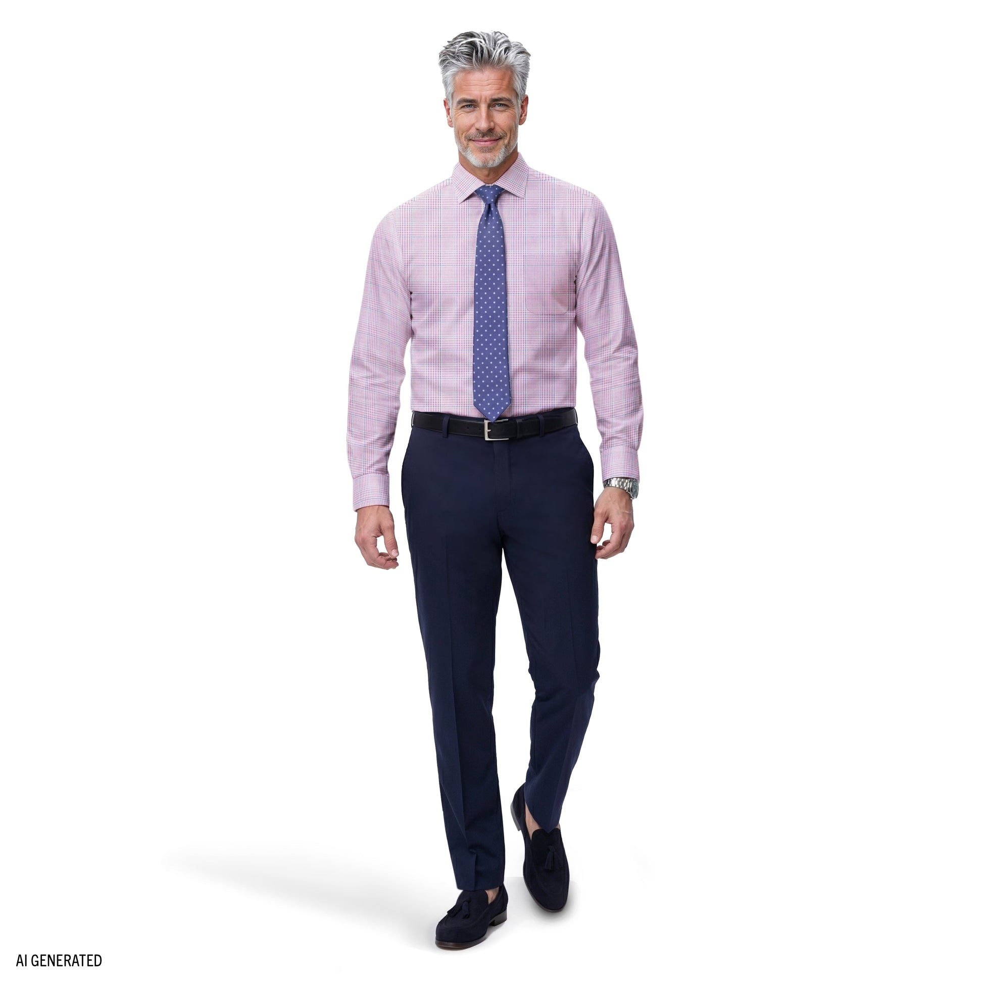 Izod ALL-OVER STRETCH L/S PLAID BUTTON-DOWN DRESS SHIRT - SHEER LILAC
