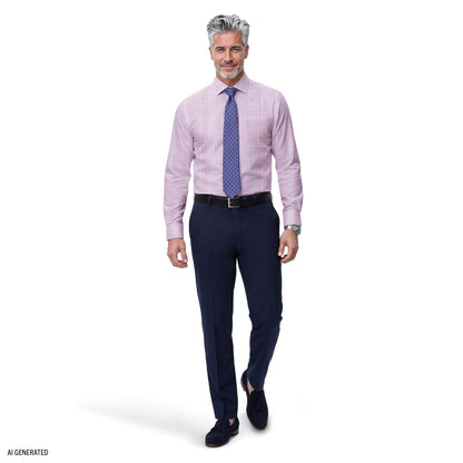 Izod ALL-OVER STRETCH L/S PLAID BUTTON-DOWN DRESS SHIRT - SHEER LILAC