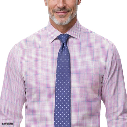 Izod ALL-OVER STRETCH L/S PLAID BUTTON-DOWN DRESS SHIRT - SHEER LILAC