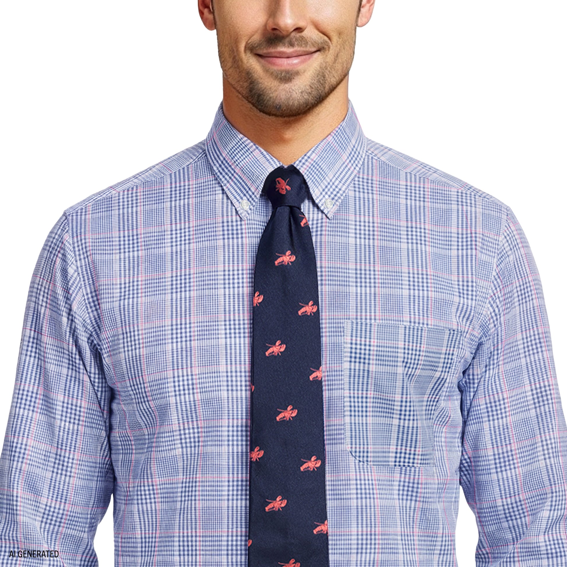 Izod ALL-OVER STRETCH L/S PLAID BUTTON-DOWN DRESS SHIRT - ULTRAMARINE