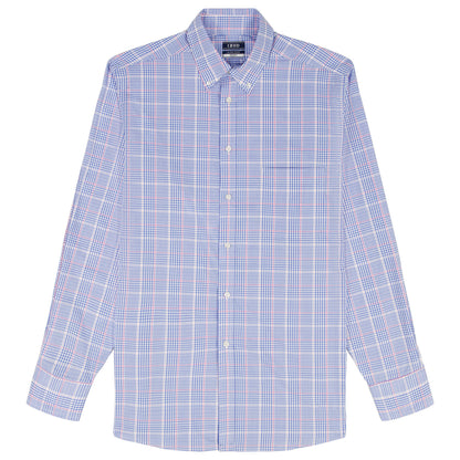 Izod ALL-OVER STRETCH L/S PLAID BUTTON-DOWN DRESS SHIRT - ULTRAMARINE