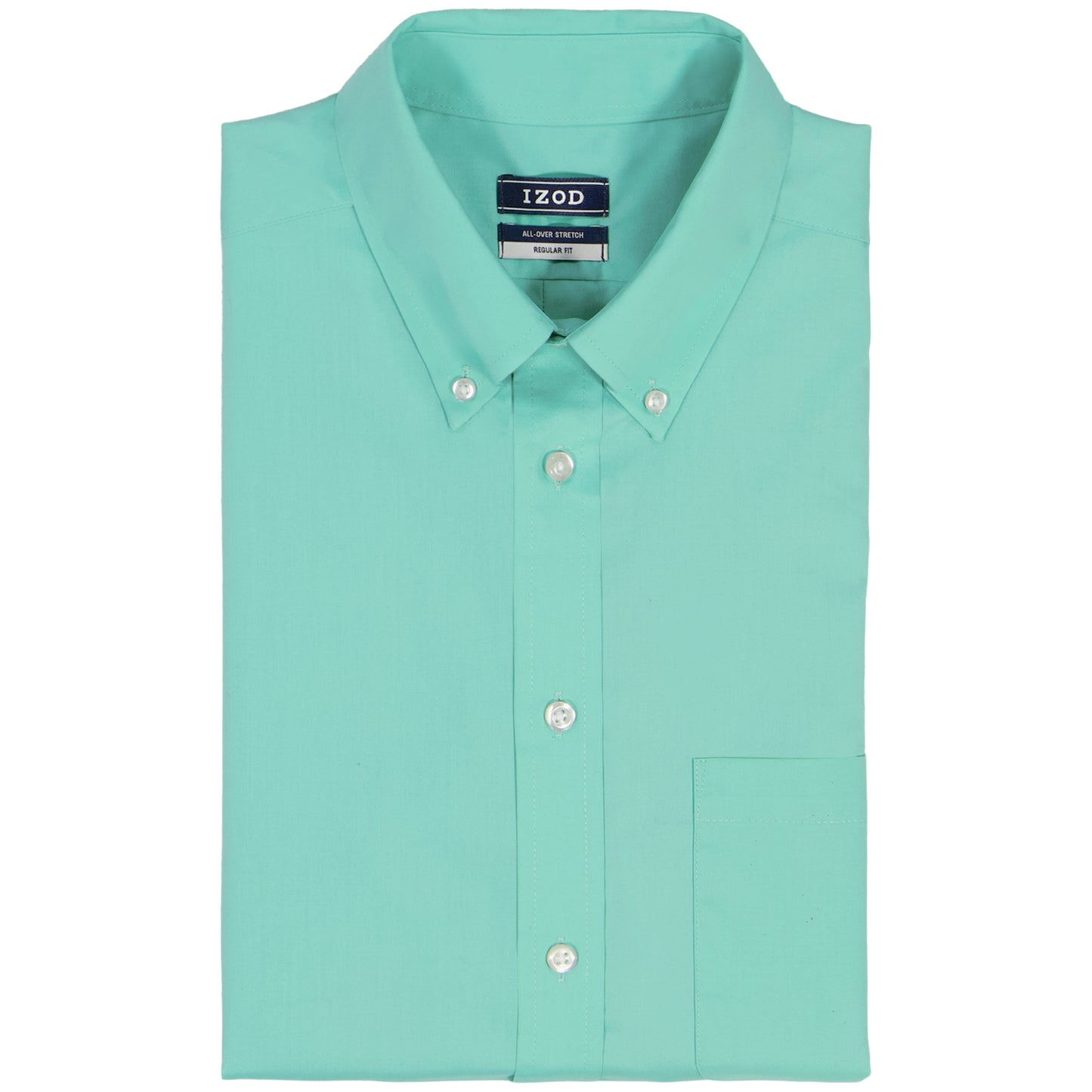 Izod ALL-OVER STRETCH L/S BUTTON-DOWN DRESS SHIRT - BISCAY GREEN