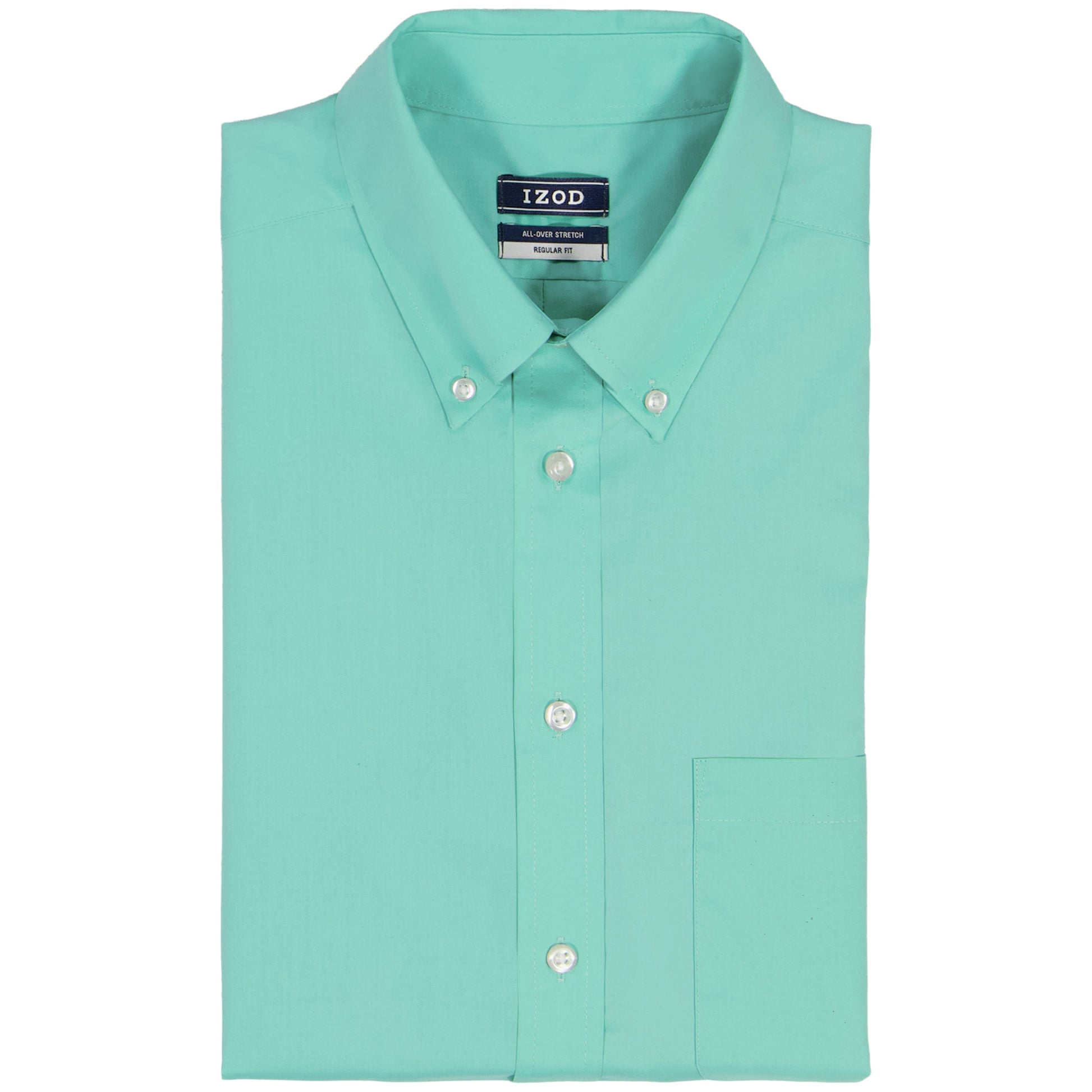 Izod ALL-OVER STRETCH L/S BUTTON-DOWN DRESS SHIRT - BISCAY GREEN