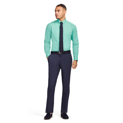 Izod ALL-OVER STRETCH L/S BUTTON-DOWN DRESS SHIRT - BISCAY GREEN