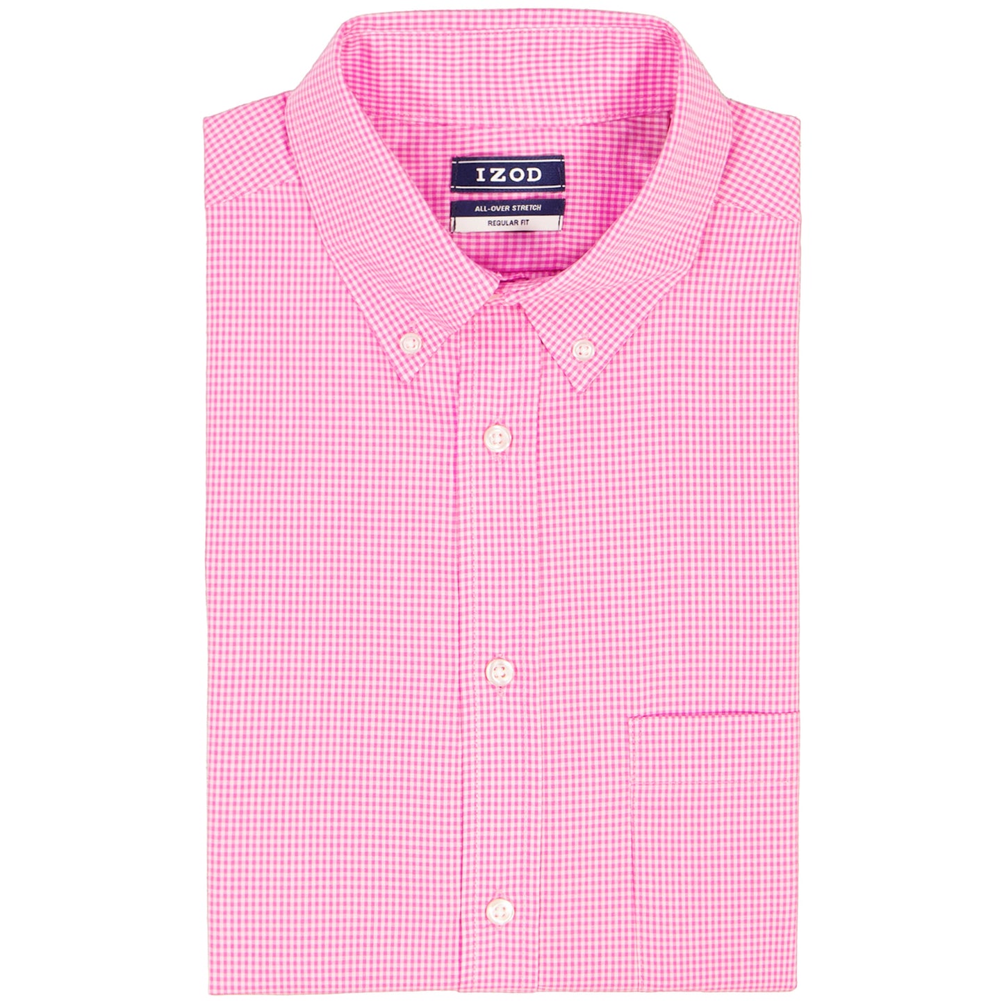 Izod ALL-OVER STRETCH L/S PLAID BUTTON-DOWN DRESS SHIRT - CONE FLOWER