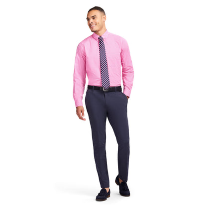 Izod ALL-OVER STRETCH L/S PLAID BUTTON-DOWN DRESS SHIRT - CONE FLOWER