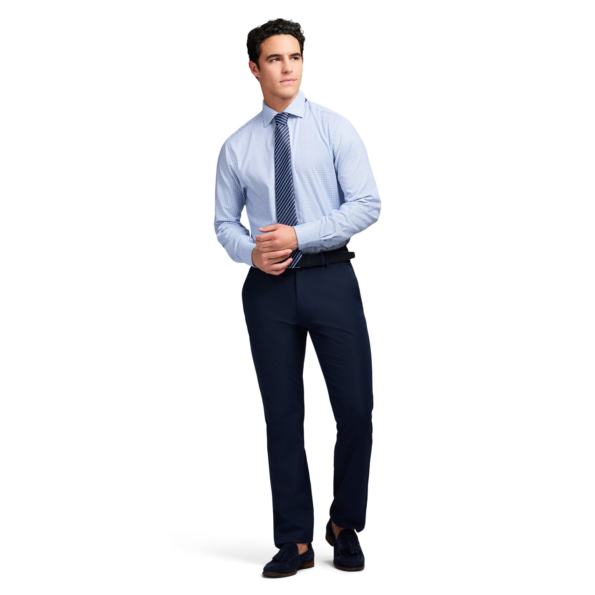 Izod Royal Texture Button Down Dress Shirt - Della Robbia Blue