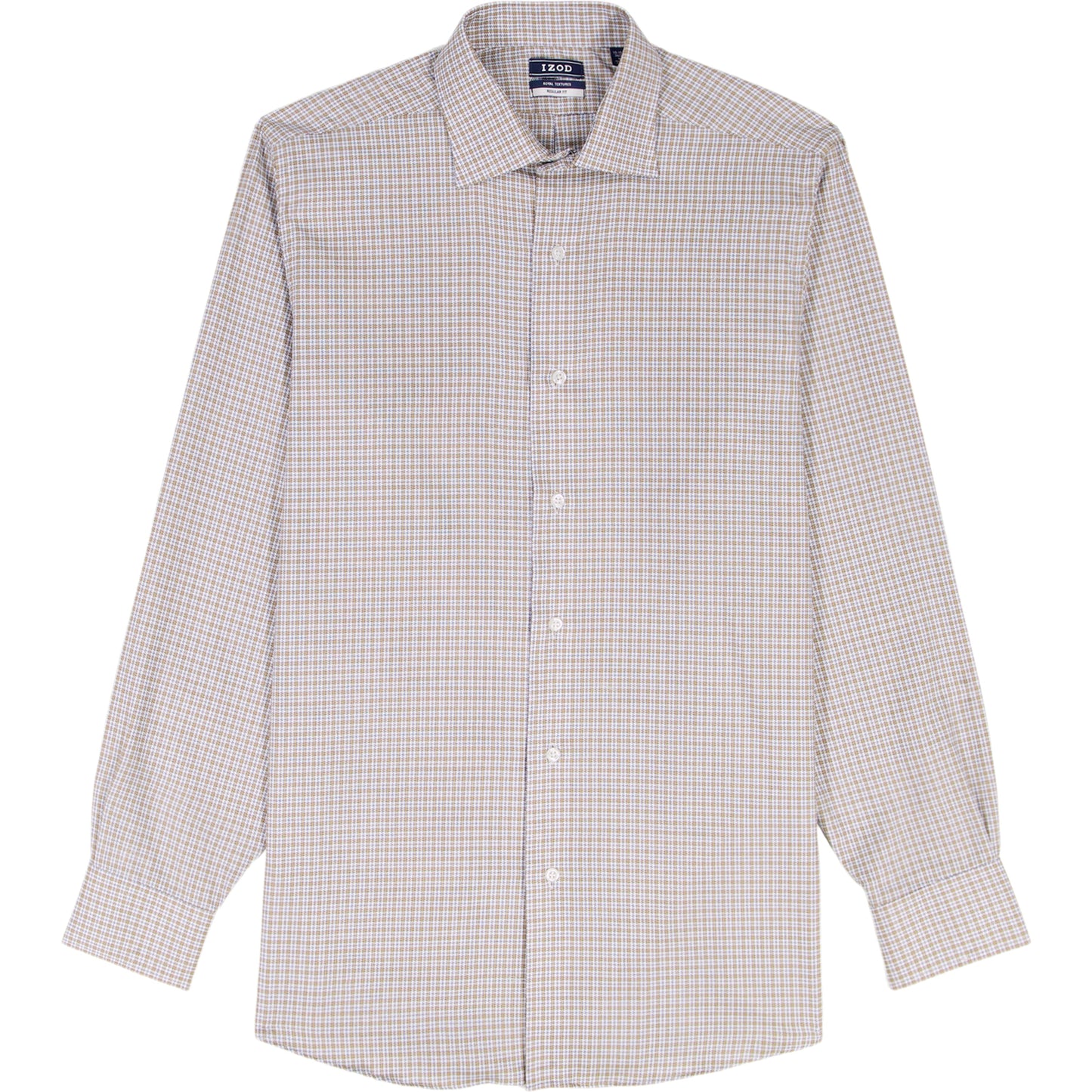 Izod Royal Texture Button Down Dress Shirt - Cedarwood Khaki