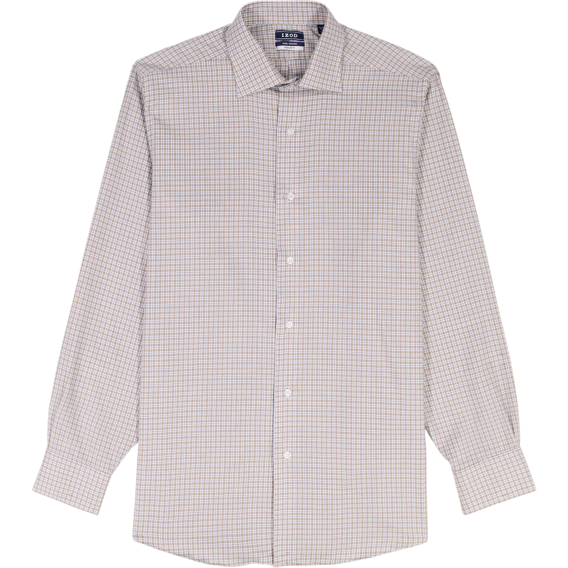 Izod Royal Texture Button Down Dress Shirt - Cedarwood Khaki