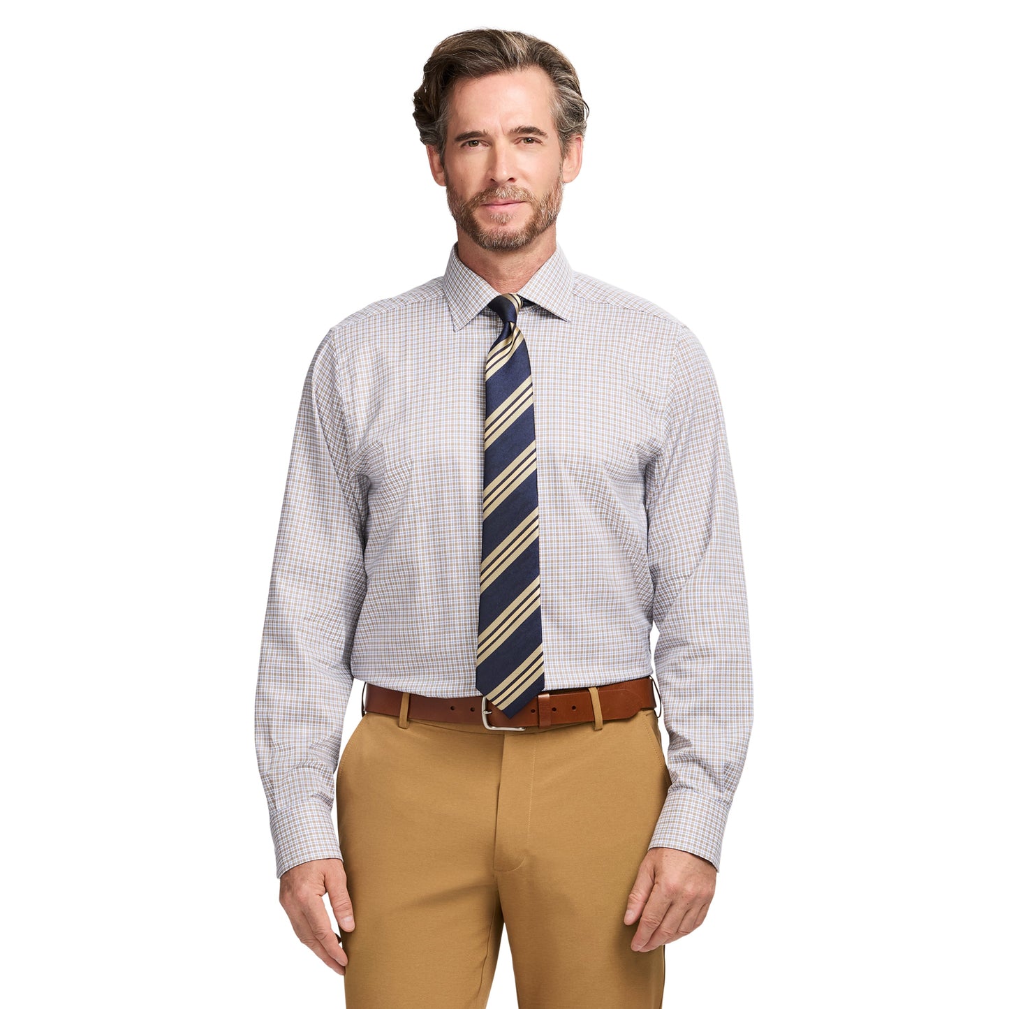 Izod Royal Texture Button Down Dress Shirt - Cedarwood Khaki