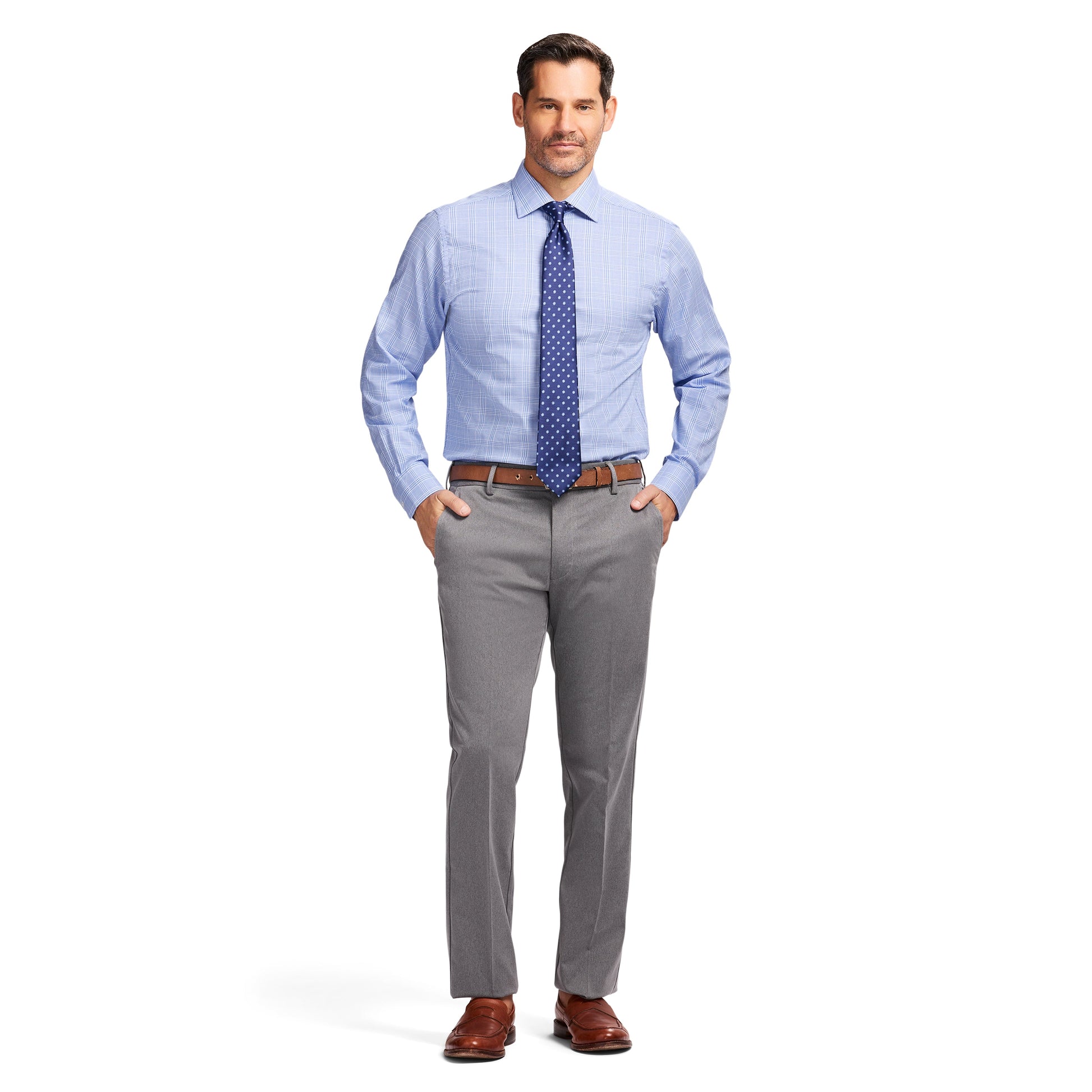 Izod Royal Texture Button Down Dress Shirt - Ultramarine