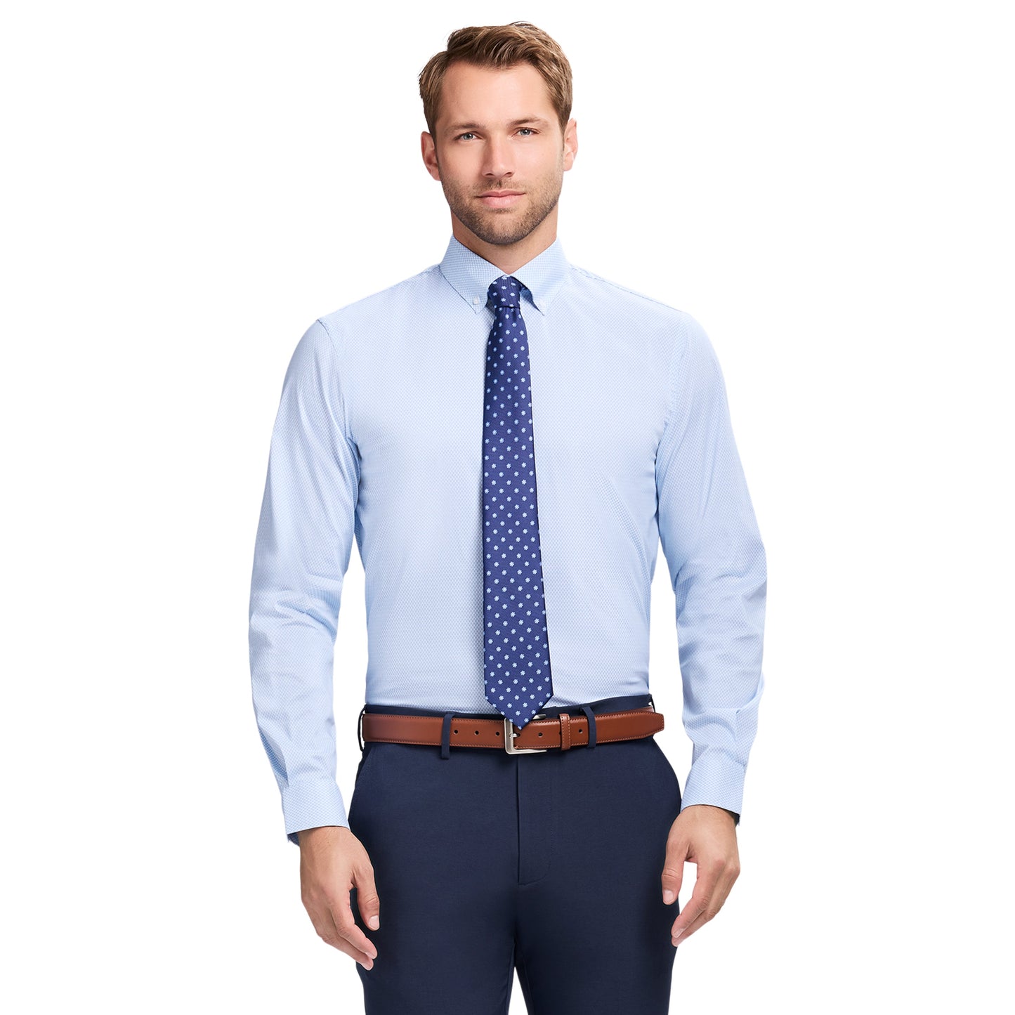 Izod Cool Fx Button Down Dress Shirt - Della Robbia Blue