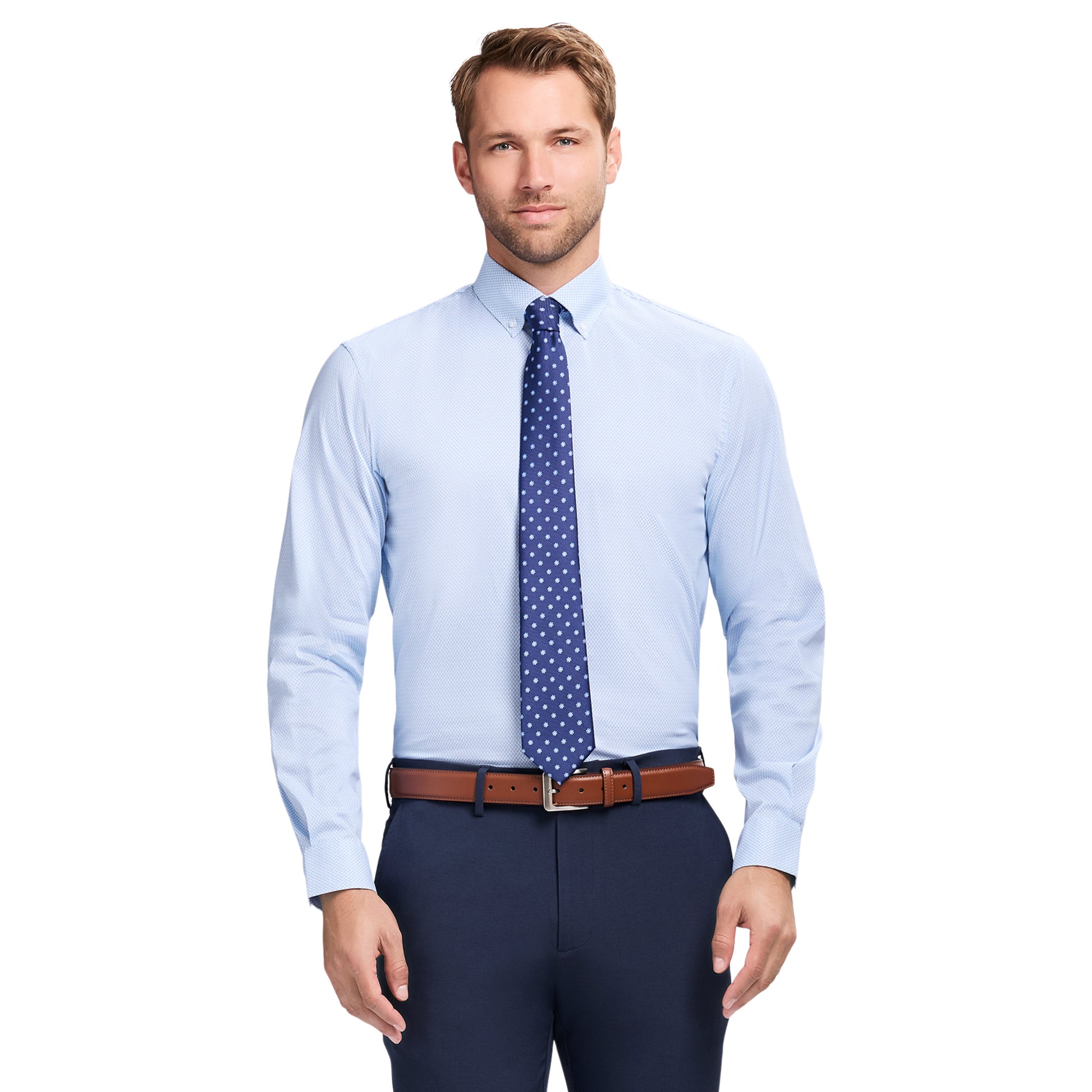 Izod Cool Fx Button Down Dress Shirt - Della Robbia Blue