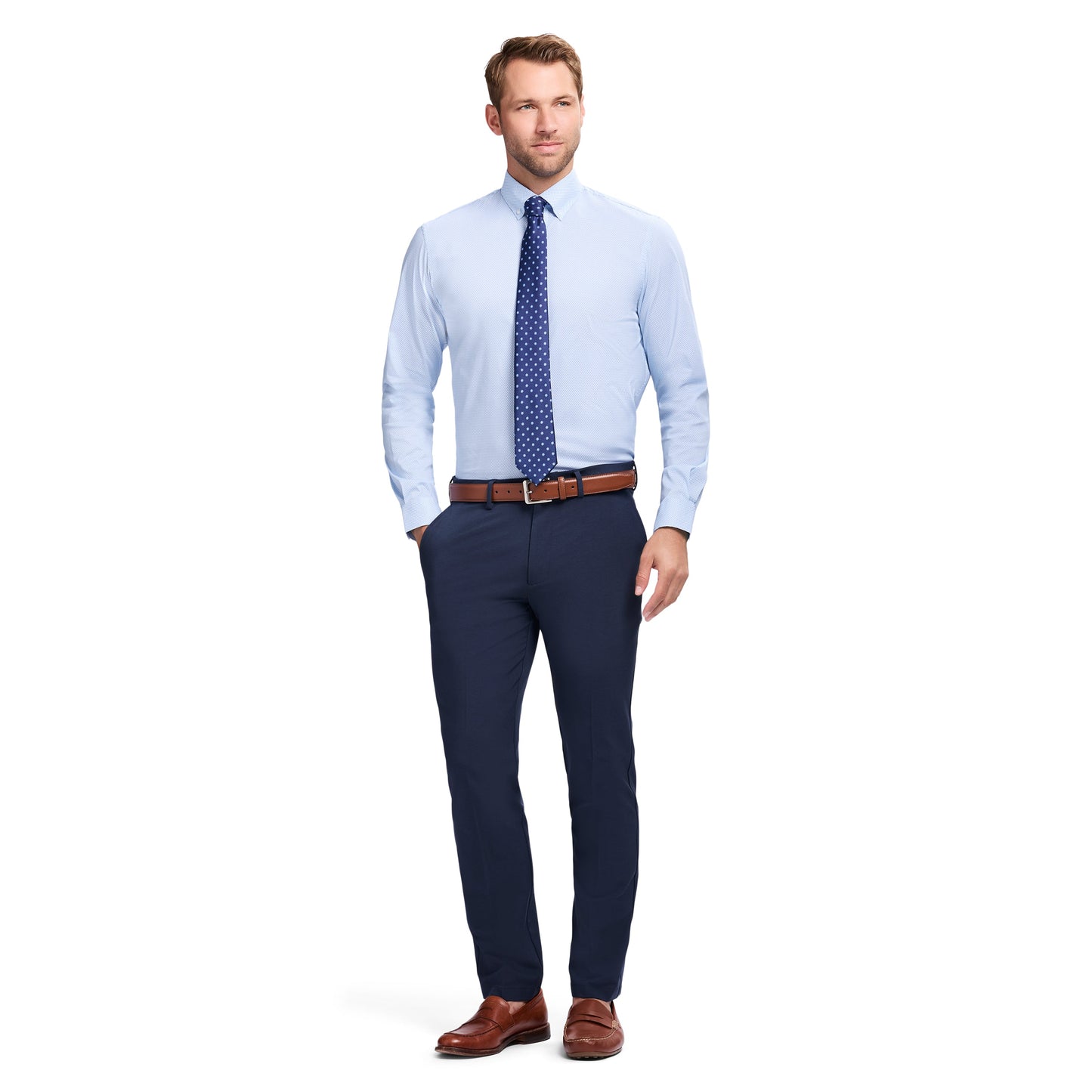 Izod Cool Fx Button Down Dress Shirt - Della Robbia Blue