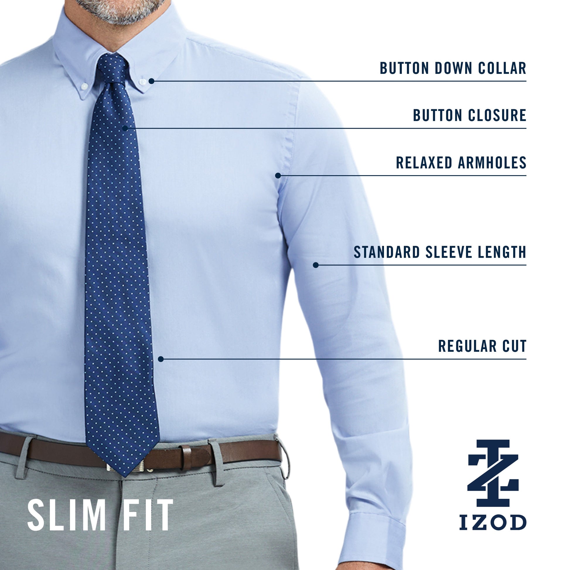 Izod Cool Fx Button Down Dress Shirt - Della Robbia Blue