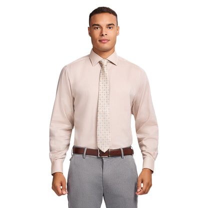 Izod Royal Texture Button Down Dress Shirt - Cedarwood Khaki