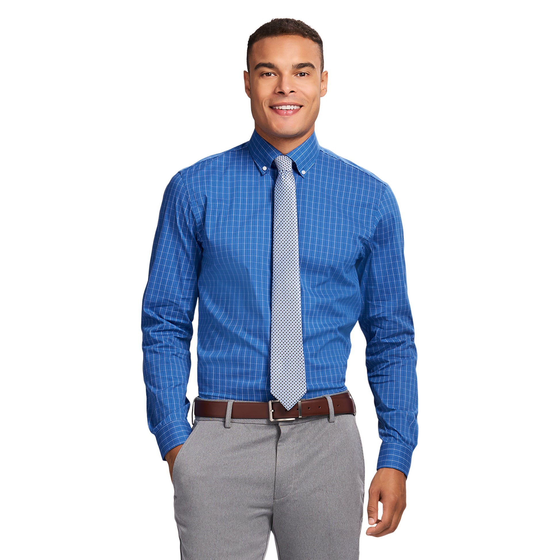 Izod Cool Fx Button Down Dress Shirt - Th Dark Navy