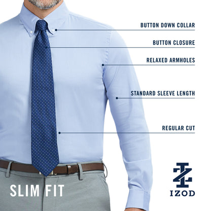 Izod Cool Fx Button Down Dress Shirt - Th Dark Navy