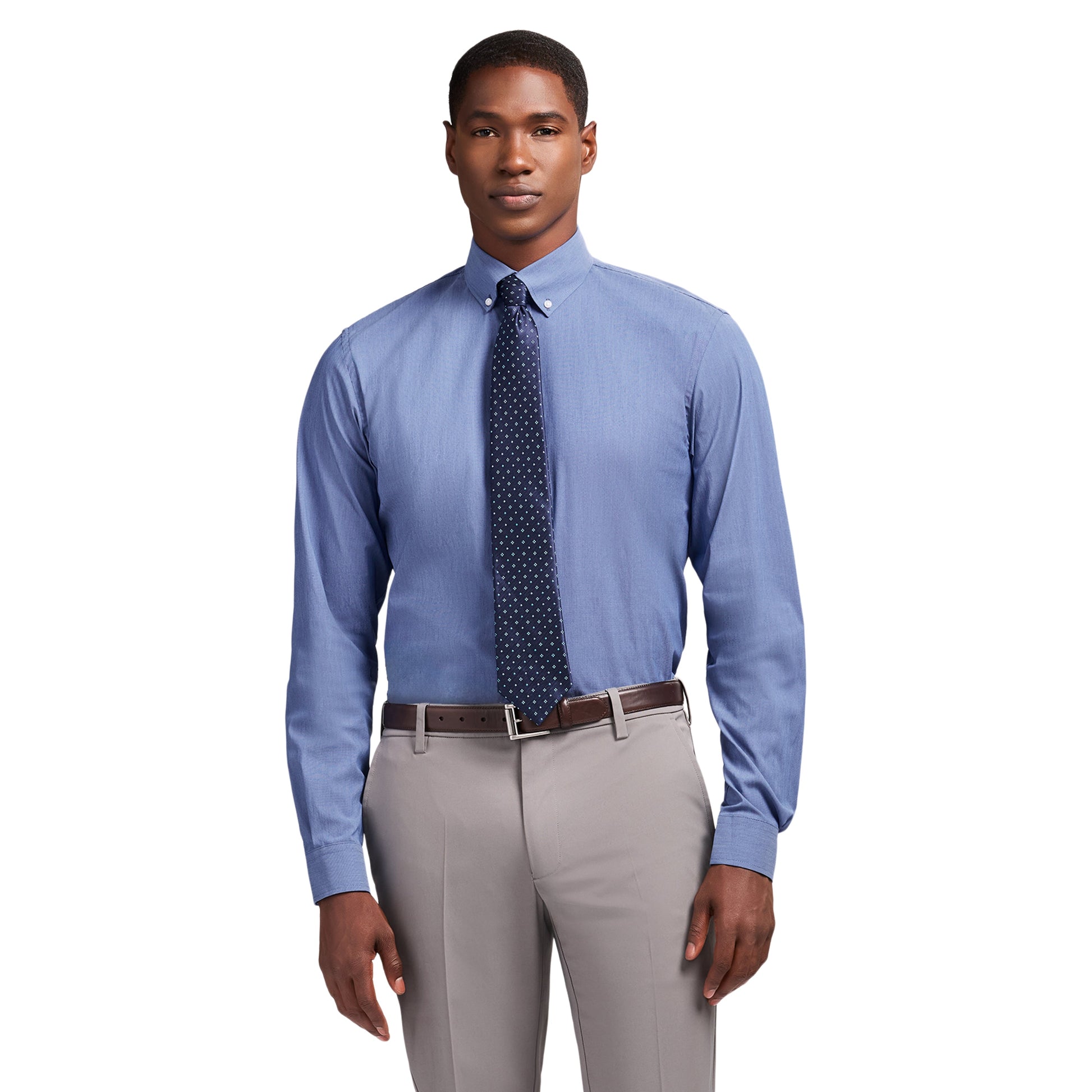 Izod Cool Fx Button Down Dress Shirt - Th Navy