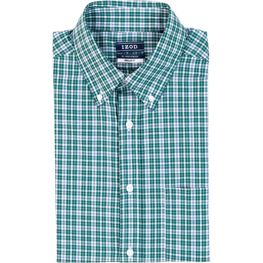 Izod All Over Stretch Button Down Dress Shirt - Bayberry