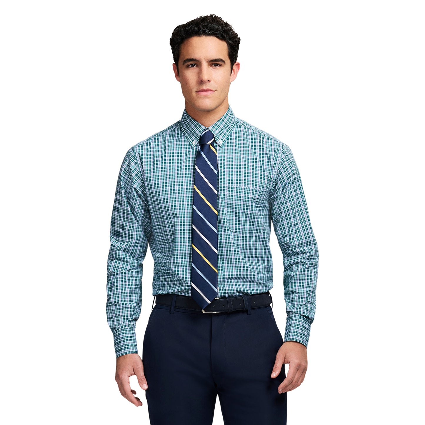Izod All Over Stretch Button Down Dress Shirt - Bayberry