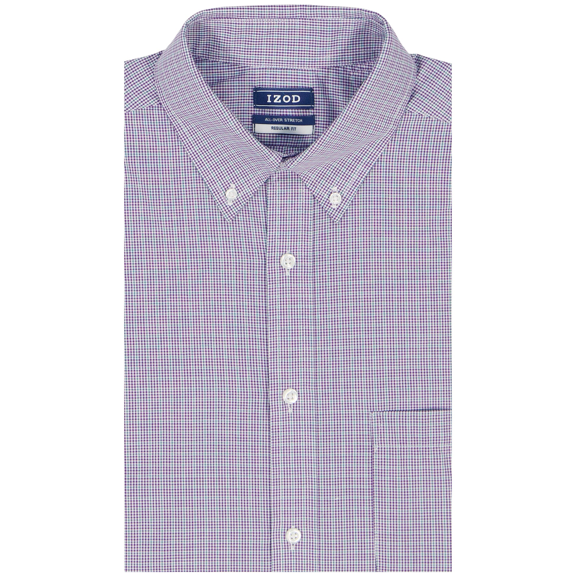 Izod All Over Stretch Button Down Dress Shirt - Imperial Purple