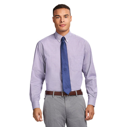 Izod All Over Stretch Button Down Dress Shirt - Imperial Purple