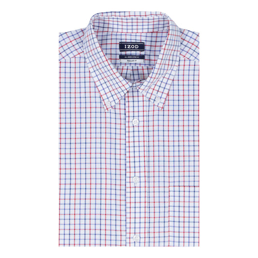 Izod All Over Stretch Button Down Dress Shirt - Chilli Pepper