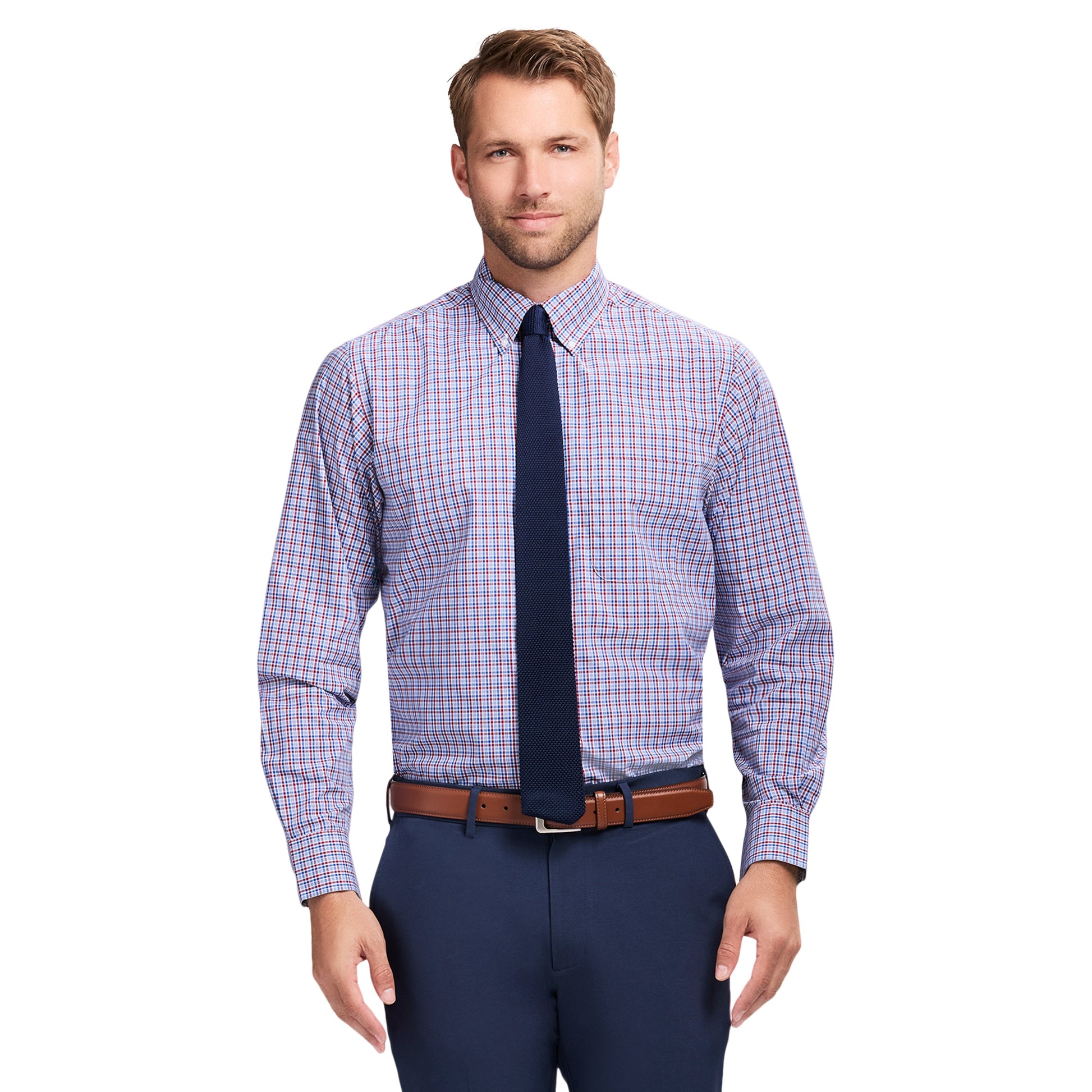Izod All Over Stretch Button Down Dress Shirt - Biking Red