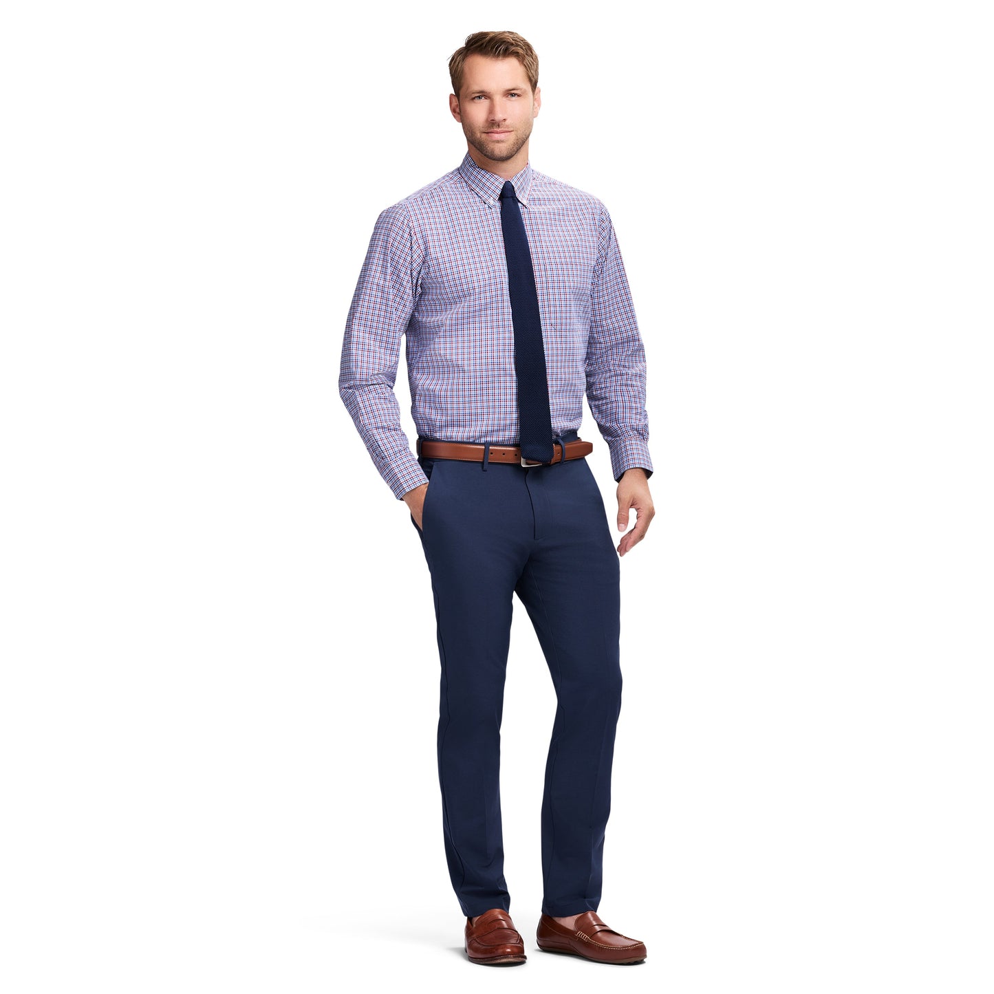 Izod All Over Stretch Button Down Dress Shirt - Biking Red