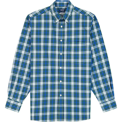 Izod All Over Stretch Tartan Button Down Dress Shirt - Evergreen