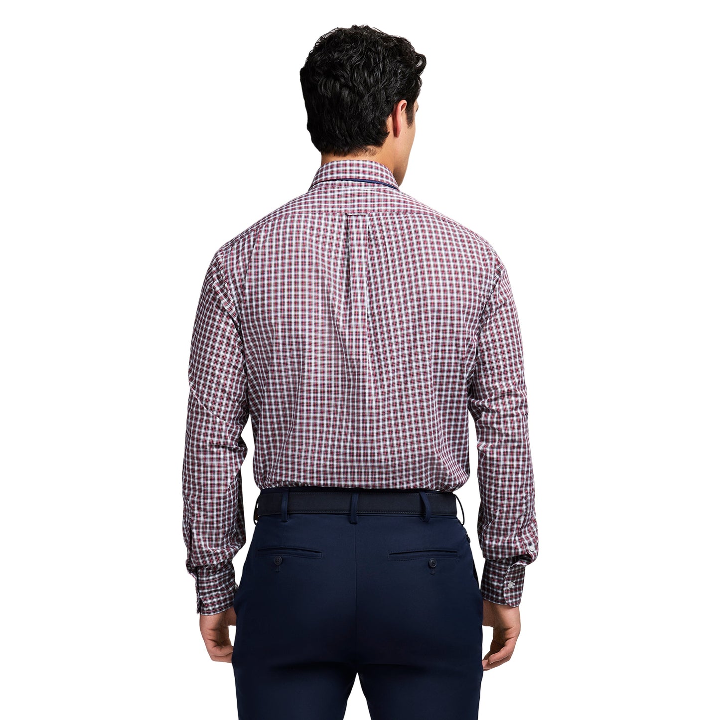 Izod All Over Stretch Tartan Button Down Dress Shirt - Jester Red