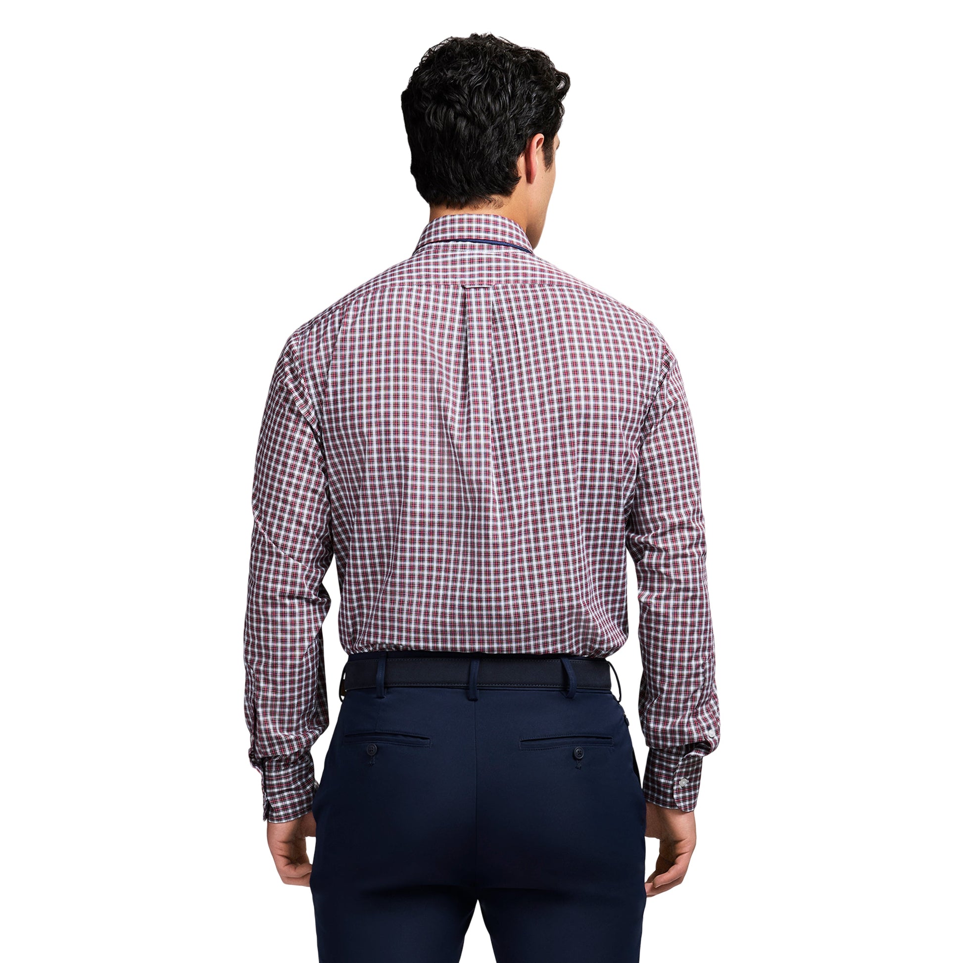 Izod All Over Stretch Tartan Button Down Dress Shirt - Jester Red